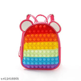 Multicolor large silicone pop-it backpack, adjustable strap for kids' stress relief, party, school, picnic fun