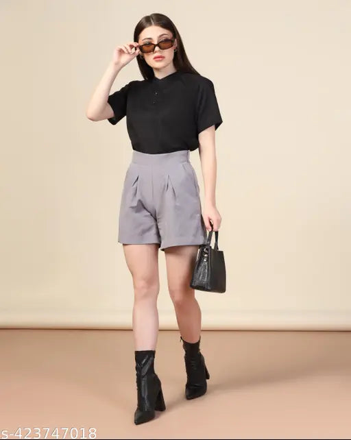 Zilcon Women's Waffle (Cotton) Cropped Raglan Sleeve Shining Top - Solid color, stylish festival wear, high-quality fabric blend