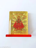 Swiss gold-plated FieryFrost Khatu Shyam religious idol (45 x 55 cm), Indian decorative art for dashboard or Pooja Mandir