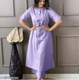 Women's cotton katah kurta set with two side pockets, solid net pattern, pack of 2 in XXL size from India