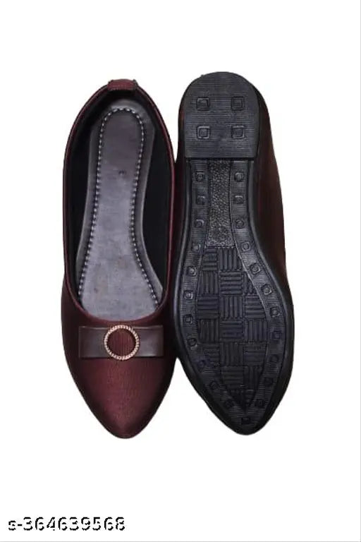 PU ballerina shoes, solid black party wear, Indian-made BT06 ankle loop