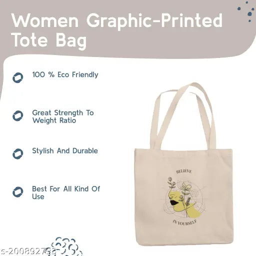 Canvas graphicprinted tote bag for women, girls, and college goers. Stylish and durable design, made in India." (103 characters)