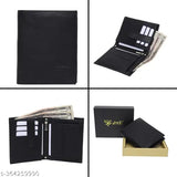 Brown faux leather men's book wallet, solid design with durable lining. Two compartments, six card slots, coin pocket, zip compartment, made in India