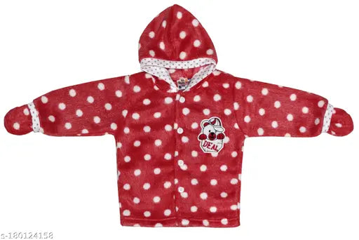 Soft red sweatshirts & hoodies for baby boys & girls winter wear, wool, long sleeves, cute printed design