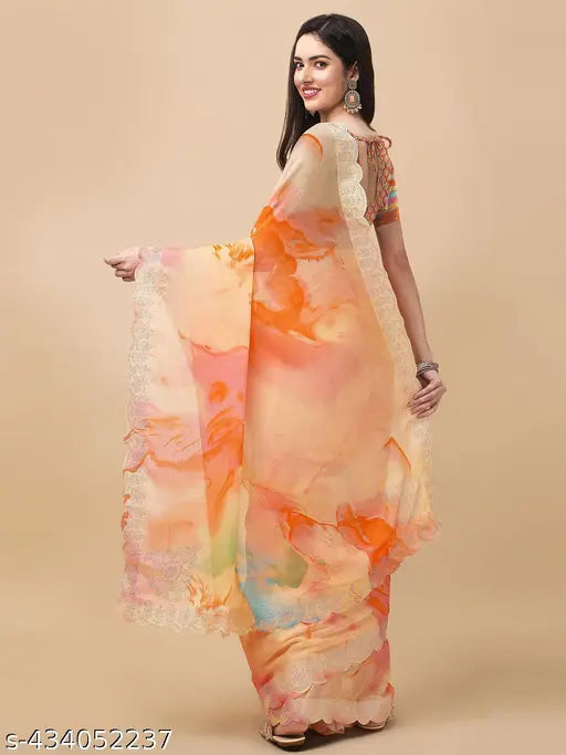 Exquisite chiffon saree with intricate stone work and art silk blouse, perfect for special occasions