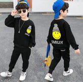 Smilley fleece sweatshirt combo, wool, long sleeves, printed design for kids aged 2-8 years, made in India