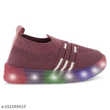 Redburg Kids LED Light Shoes onion-red slip-on casual shoes for boys and girls, ideal for walking and running