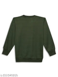 Olive printed cotton fleece sweatshirt for girls, long sleeves with round neck, olive print fashion on children's wear