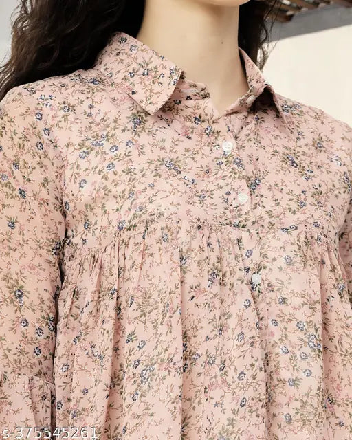 Georgette three-quarter sleeve printed summer top and plazo set, stylish combo for women on lowest price from India