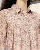 Georgette three-quarter sleeve printed summer top and plazo set, stylish combo for women on lowest price from India