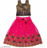 New Arrival Kids lehenga choli with dupatta set, semi-stitched, embroidered net fabric, various sizes from 6-10 years old