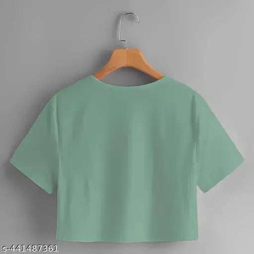 Printed cotton premium quality women's T-shirt with short sleeves, featuring vibrant patterns. (Size S: Bust 34in, Length 18in; Made in India)