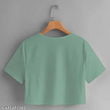 Printed cotton premium quality women's T-shirt with short sleeves, featuring vibrant patterns. (Size S: Bust 34in, Length 18in; Made in India)