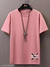 Navy blue cotton blend casual wear t-shirt, printed with "Discretion Man", short sleeves, regular fit