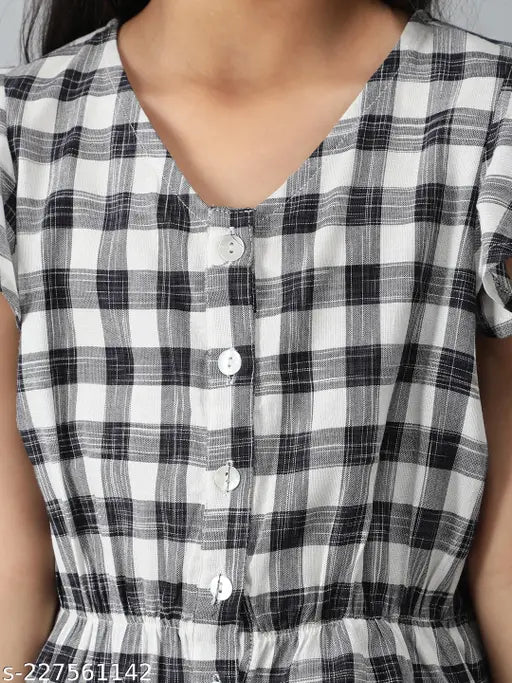 Pure cotton black kid's top & trousers, checked pattern, 3-4 years, Indian origin