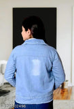 Denim modern women's jeans jacket, solid color, long sleeves. Good quality, comfortable, and affordable. Made in India