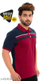 Men's cotton blend striped polo t-shirt in sleeve cut, fitted shape, short sleeves, size M (38" chest, 27" length)