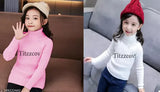 Woolen kids highneck sweater set in solid colors, perfect for winter comfort