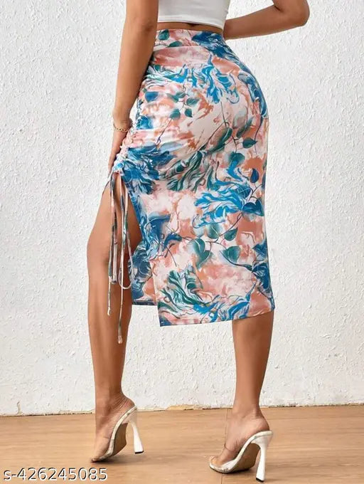 Printed polyester net party skirt, one-piece, sexy design for women's wear, size 26, 28, 30, 32. Indian handcrafted fashion accessory