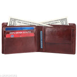 Genuine leather men's wallet, Wealth Valley Free Size (9cm x 12cm), solid pattern, perfect for daily essentials