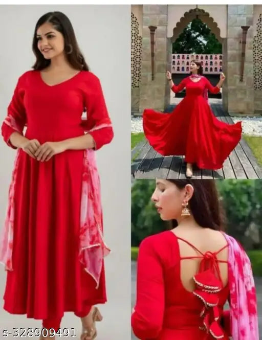 red rayon three-quarter sleeve solid jumkaa top on mannequin, XS to XXXXL sizes available