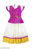 Embroidered Chanderi silk choli with satin lehenga, traditional South Indian girls outfit