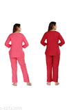 Rayon nightsuit combo, solid-colored loungewear set with elastic waist and side pockets, ideal for sleepwear and comfort, Indian-made
