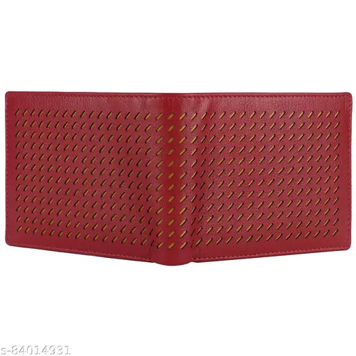 Red & yellow genuine leather bi-color men's wallet (SHUBHAM 3122RY), featuring 8 card slots, 3 secret compartments, and a coin pocket