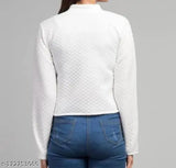 Leather-sleeved solid style sweater for women, XS to XL sizes, made in India