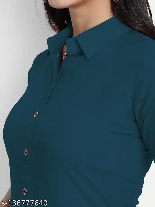 Women's solid rayon plain A-line kurtis, three-quarter sleeves, vibrant Indian fashion