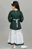 Embellished cotton kurta set with sharara palazzo, perfect for girls aged 5-10 years. High quality Indian fashion wear