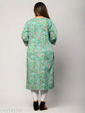 XXXL/9XL Indian-made floral print pure cotton straight kurta with three-quarter sleeves