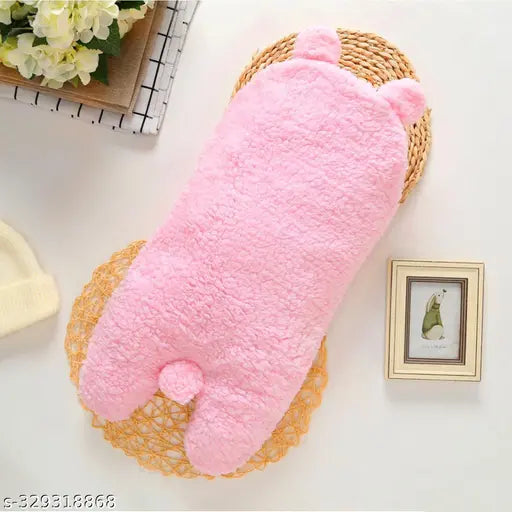 Soft pink microfiber hooded baby blanket by Aakriti, free size with safety features