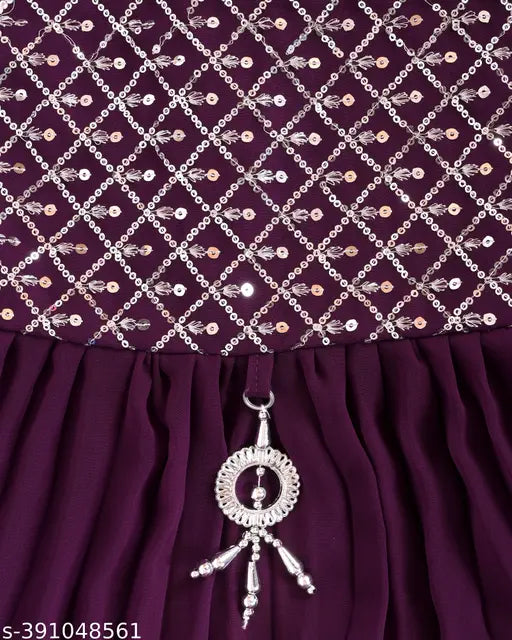 Indian Georgette Anarkali Sharara Set for Festival & Wedding, embellished, suitable for 1-3 years