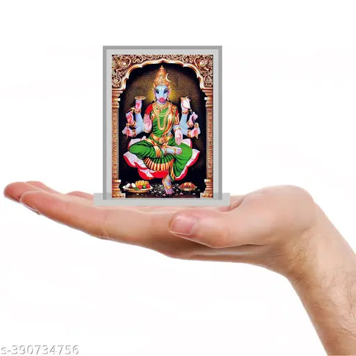 Multicolor acrylic Varahi Amman idol for home, car, or office decoration (9 x 7.5 x 2 cm)