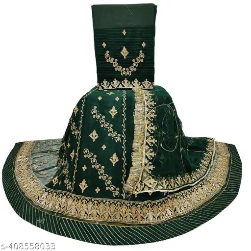 Embroidered Georgette Rajputi Poshak for women, featuring choli, dupatta, and lehenga in high-quality material. Indian craftsmanship with Aari and stone work