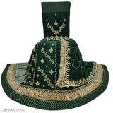 Embroidered Georgette Rajputi Poshak for women, featuring choli, dupatta, and lehenga in high-quality material. Indian craftsmanship with Aari and stone work