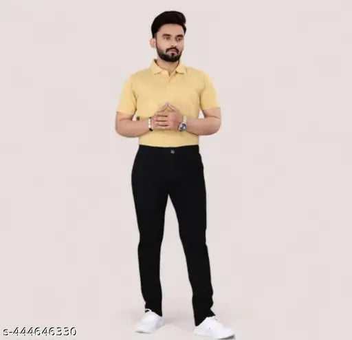 Men's solid black denim jeans, stylish fit for sizes 28, 30, 32, 34, 36, 38, 40 (IN) from India