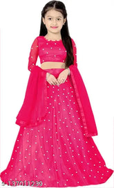 Embroidered net kids baby choli and dupatta set, three-quarter sleeves. Beautiful Indian embroidered lehenga choli for 4-14 years old kids