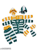 Striped woolen baby winter set, warm 0-3M combo from India
