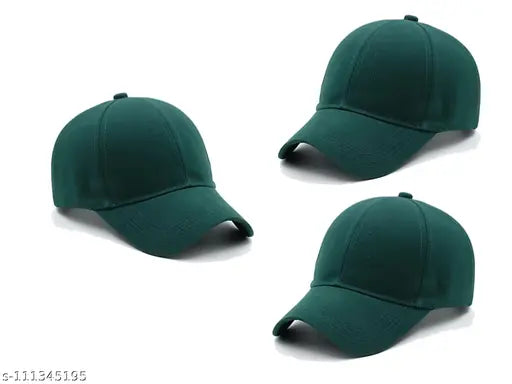 Solid cotton baseball cap combo (3 pack) - trendy unisex sports caps from Collection India