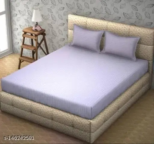 Elegant Cotton Blend Striped Flat Sheets, Modern & Chic for Double Queen Beds, Summer Use