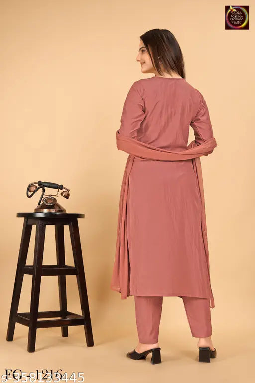 Viscose kurti pant dupatta set, fancy printed party wear for women, viscose fabric, three-quarter sleeves, one side pocket, fully stitched, India origin