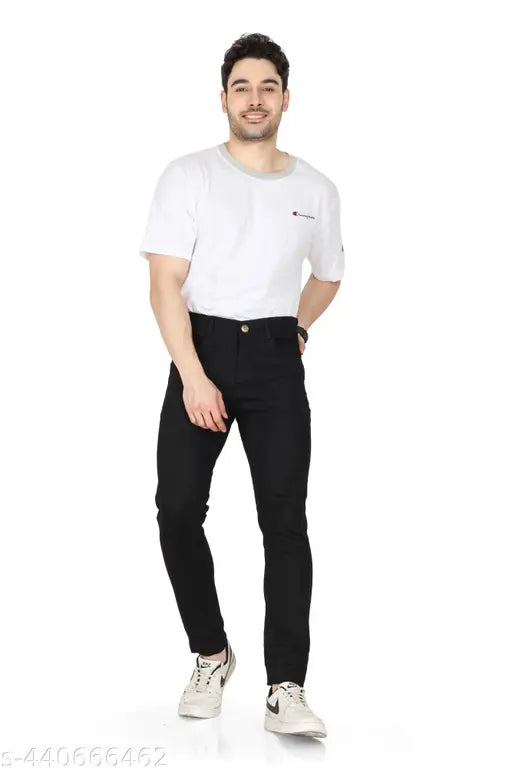 Stylish Mid-Rise Lightly Washed Black Denim Men's Regular Fit Jeans for comfortable everyday wear #MensDenim #BlackDenim #RegularFitJeans #ComfortableJeans #MidRiseJeans #IndiaMade