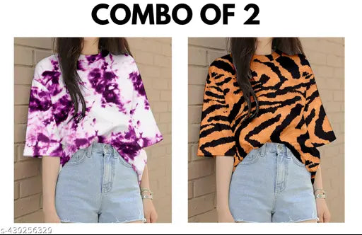 Lycra oversize t-shirt for women, printed net design in three-quarter sleeves, S, M, L, XL sizes from RAMSHEE