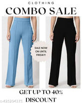 Cotton blend linen bellbottoms, pair of 2 - women's high-rise bootcut pants for summer, Indian origin