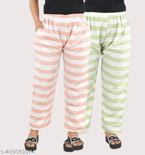 Summer cotton printed maxi pyjamas (2-pack), trendy and fashionable for ladies & girls, vibrant Indian design