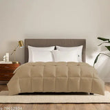 Beige microfiber all-season comforter, 400 thread count, 250GSM, single bed size for restful sleep and softness