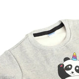 Grey cotton blend panda printed sweatshirt for baby boys & girls, perfect winter wear with long sleeves and comfy style
