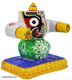 Multicolor 9cm ceramic Real Craft Lord Jagannath Statue, religious decorative showpiece for home, office or car dashboard, India origin